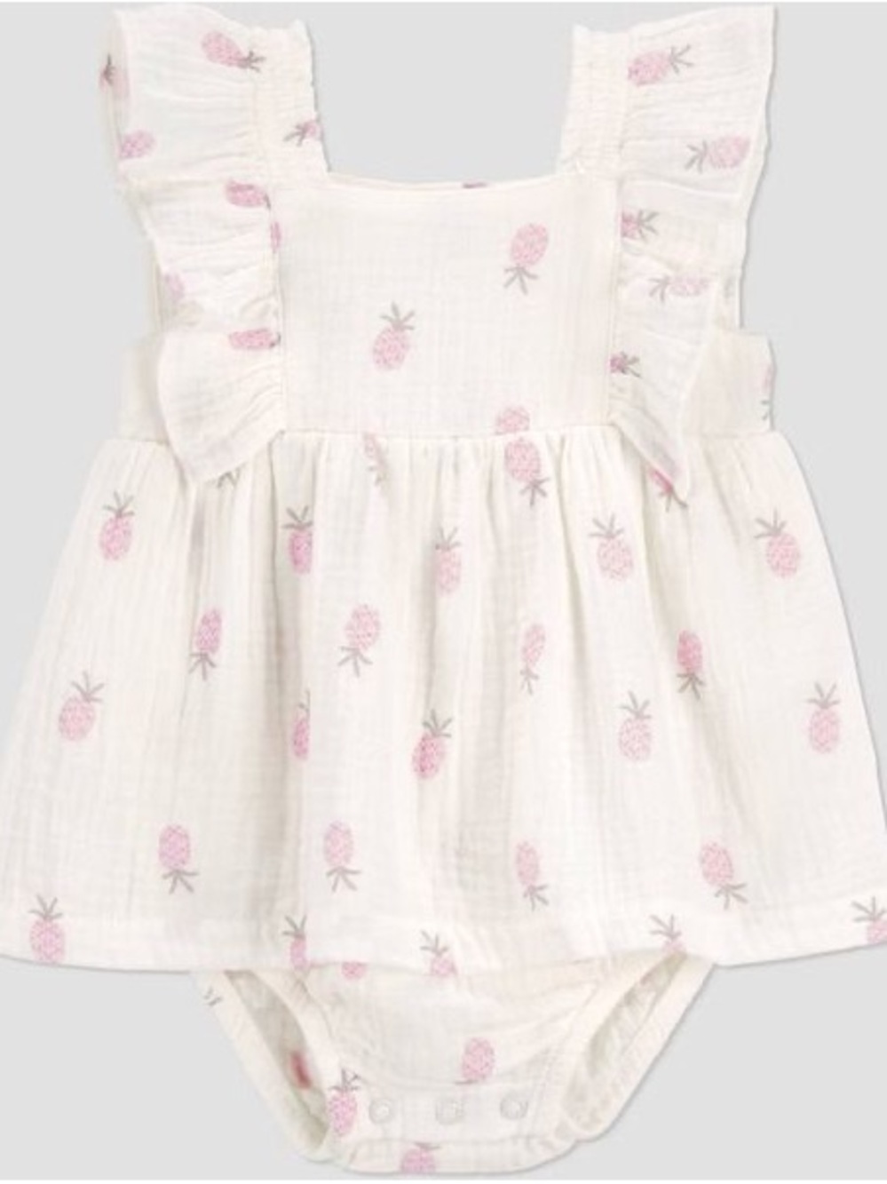 Carter's White Dress-Style Bodysuit with Pink Pineapple Print